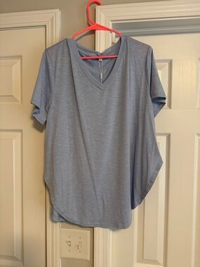 Light Blue V-Neck Women's Top